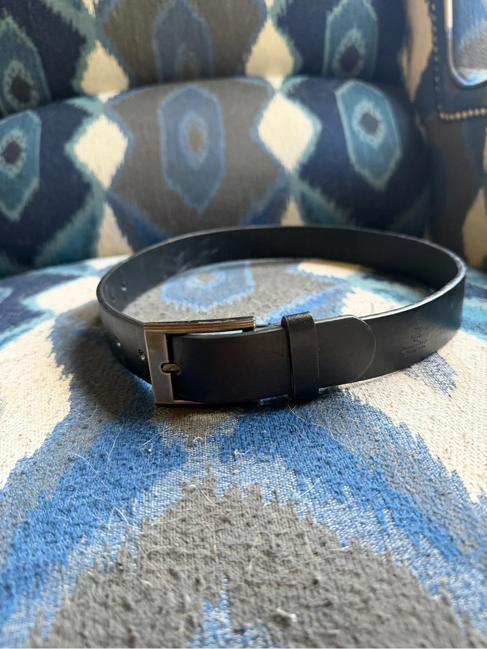 Kids Black Leather Belt with Metal Buckle
